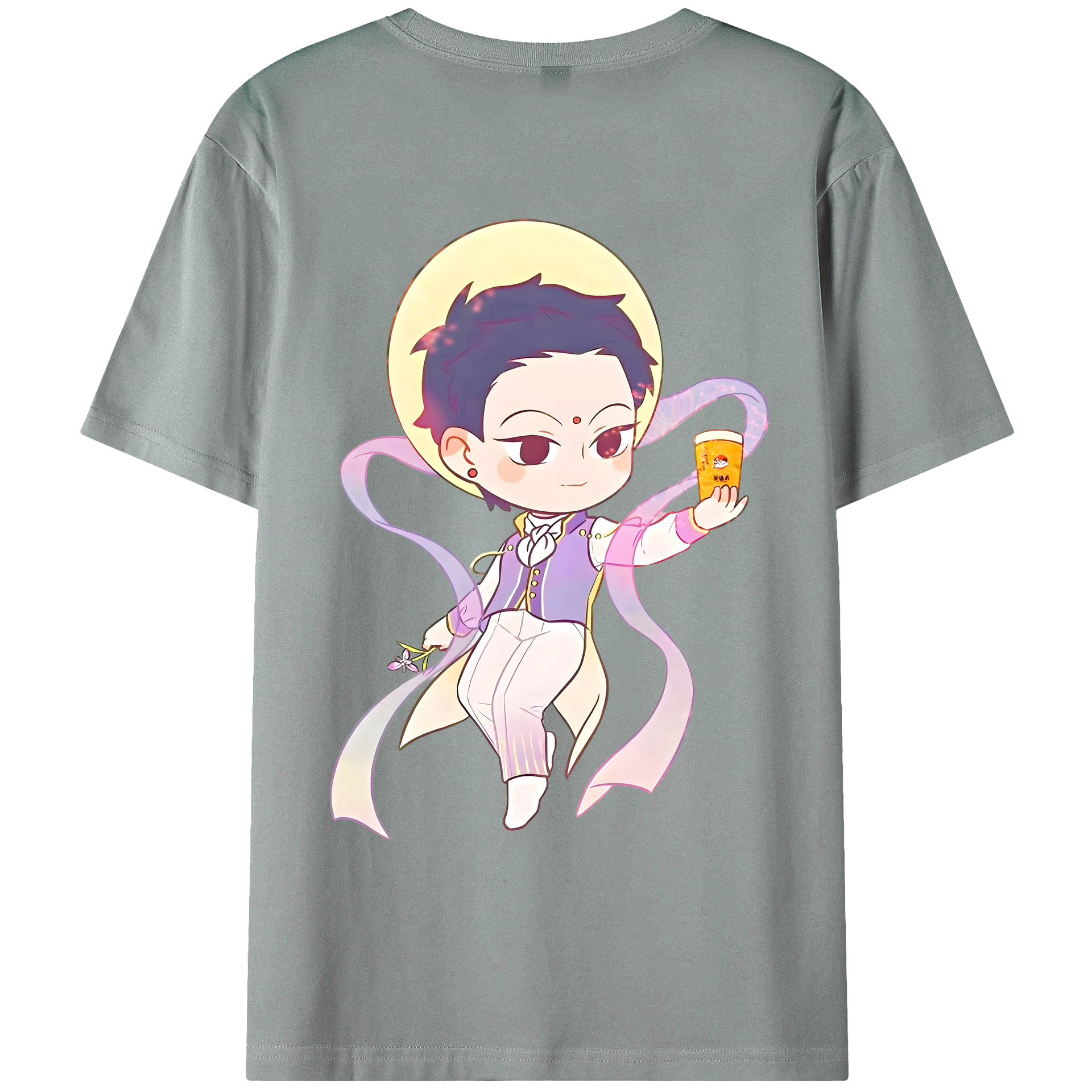 （画像用） Ne Zha 2 ナタ 魔童の大暴れ 綿100％ メンズ半袖Tシャツ（バックプリント） 通気性